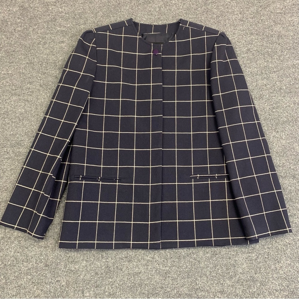 Vintage Bianca 100% Wool Windowpane Navy Jacket